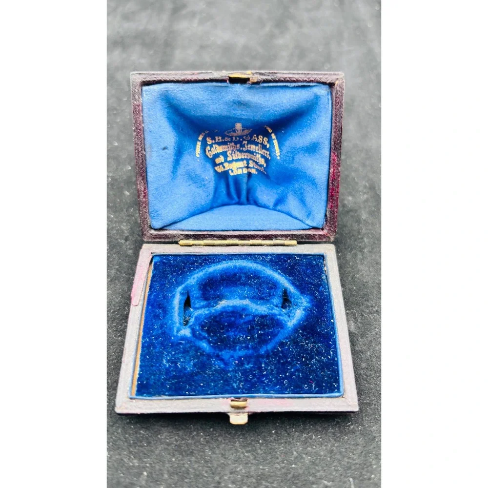 Antique S.H. & D. Gass London Victorian Leather Jewelry Box Regent Street Blue